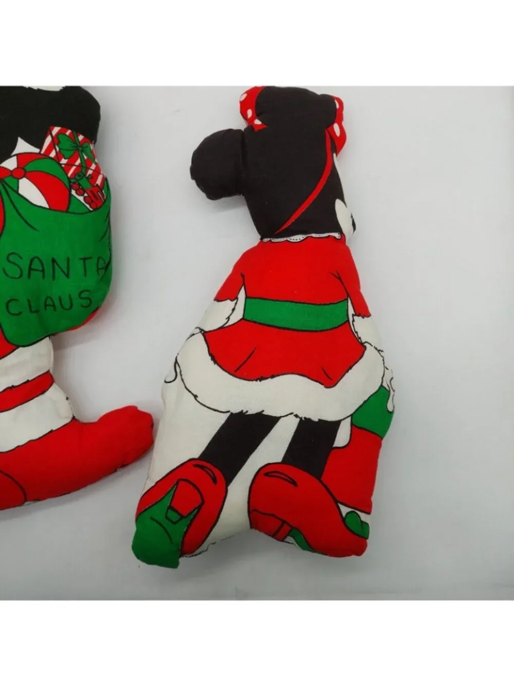 Mickey & Minnie Mouse Santa Claus Christmas Pillow Plush Set Of 2 Vintage Read